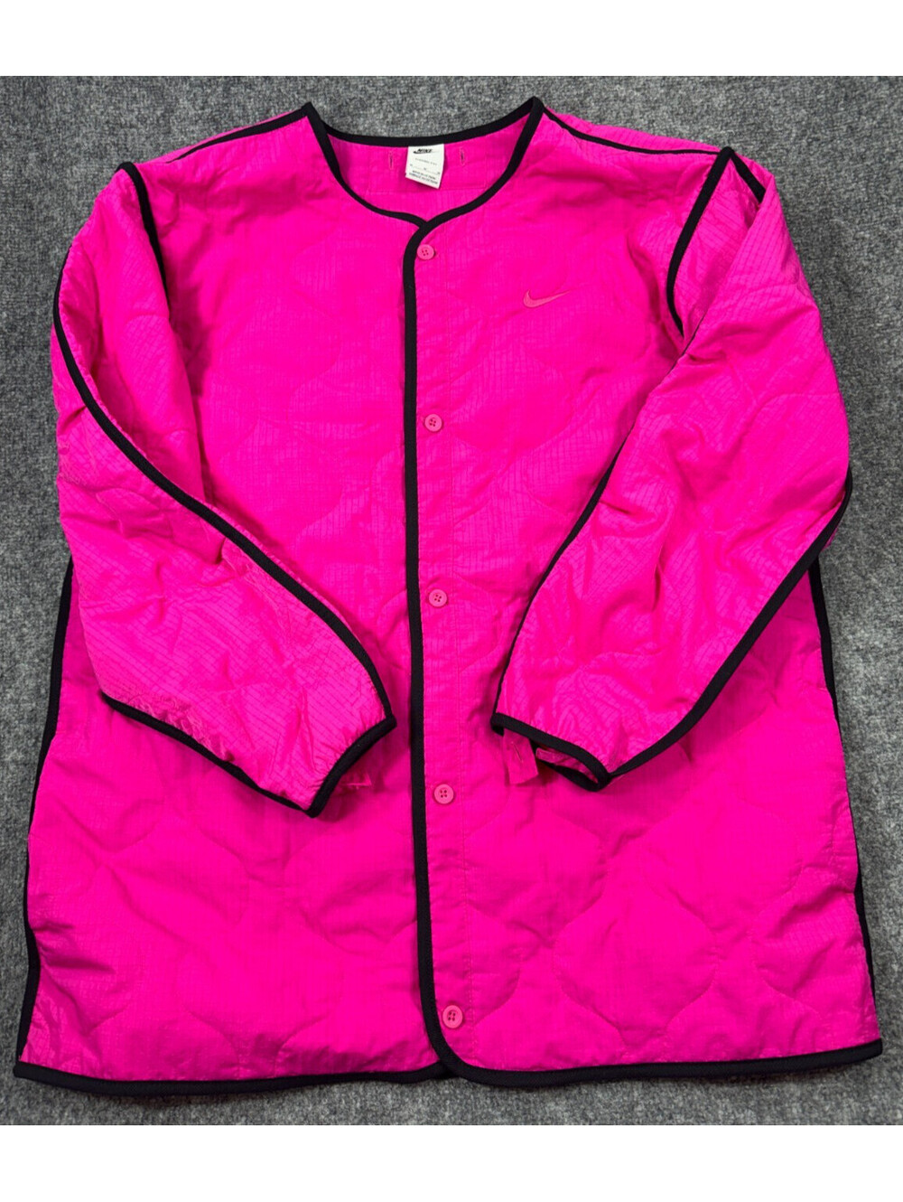 Nike Therma Fit Men's Jacket Medium Pink Logo Button Front Interior Liner Jacket